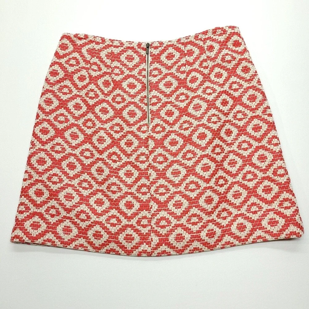 Ann Taylor‎ Loft Skirt Women 10 Red White Metallic 100% Cotton Mini Geometric - Picture 6 of 10